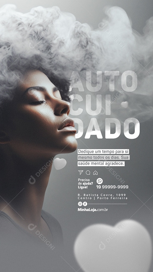 Story Janeiro Branco Auto Cuidado Dedique um Tempo para si Mesmo Todos os Dias Social Media PSD Editável