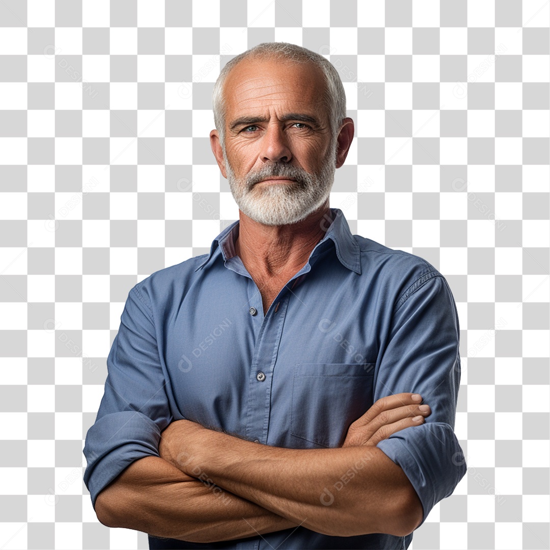 Homem de Camisa Azul com os Braços Cruzados PNG Transparente