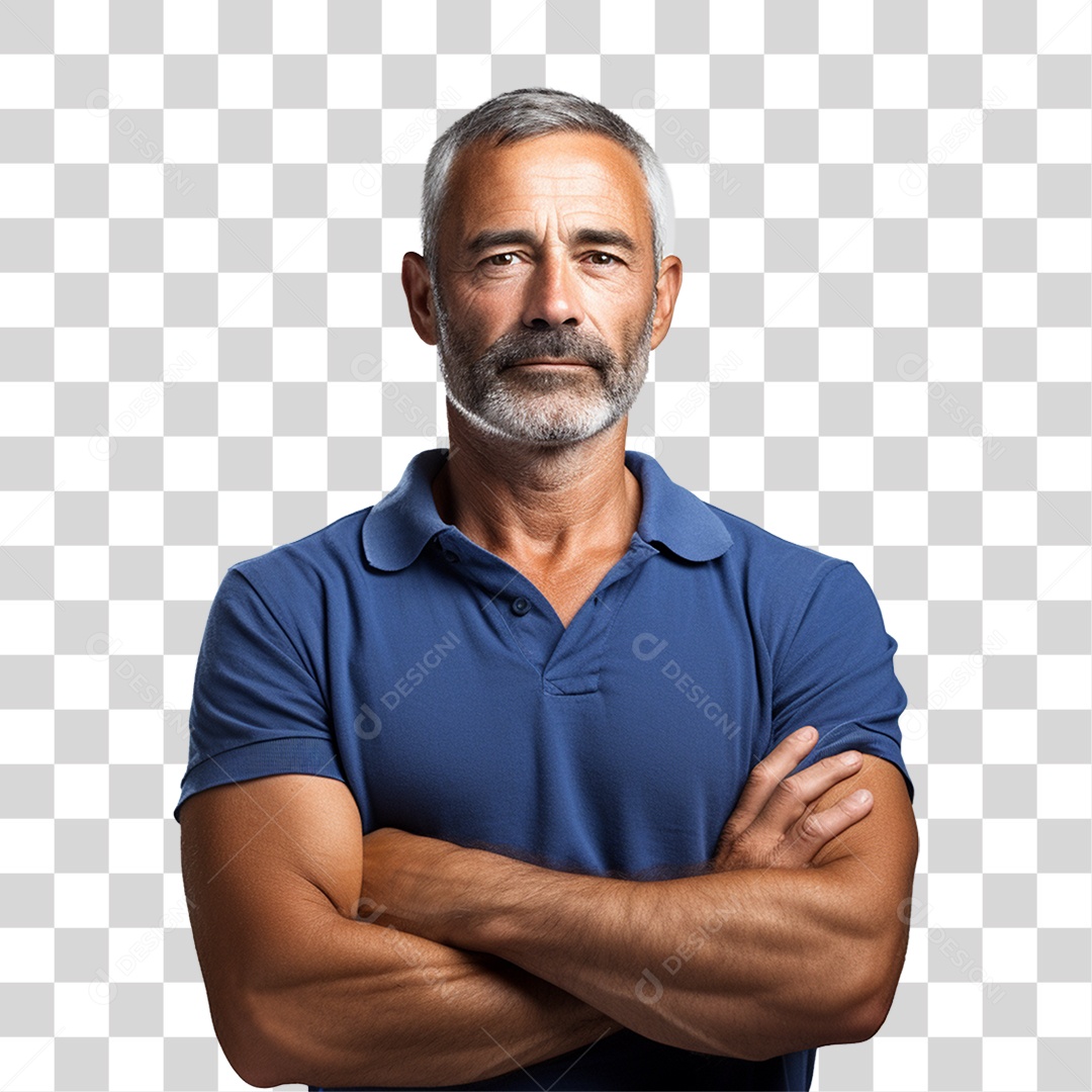 Homem de Camisa Azul com os Braços Cruzados PNG Transparente