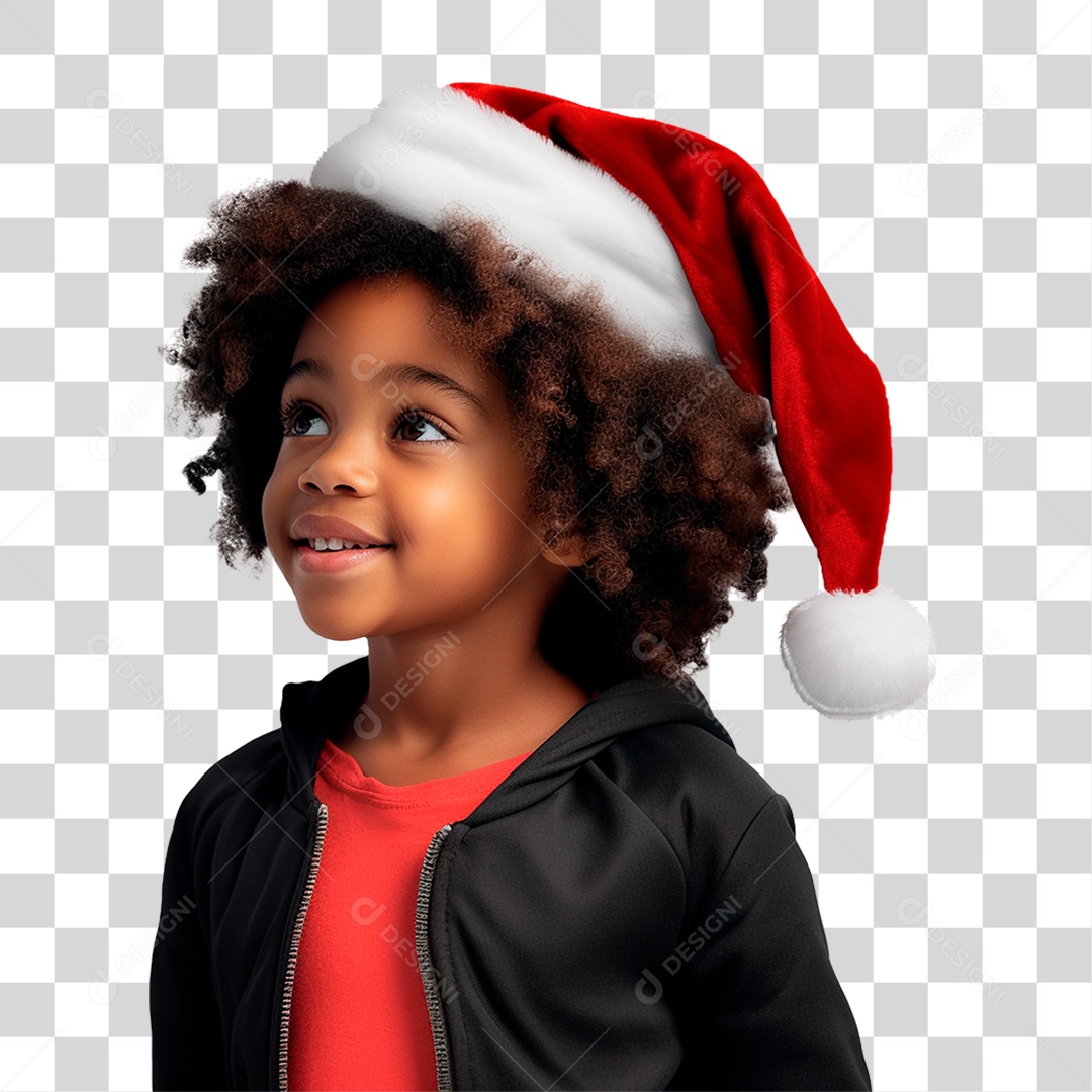 Menino com Chapéu do Papai Noel PNG Transparente