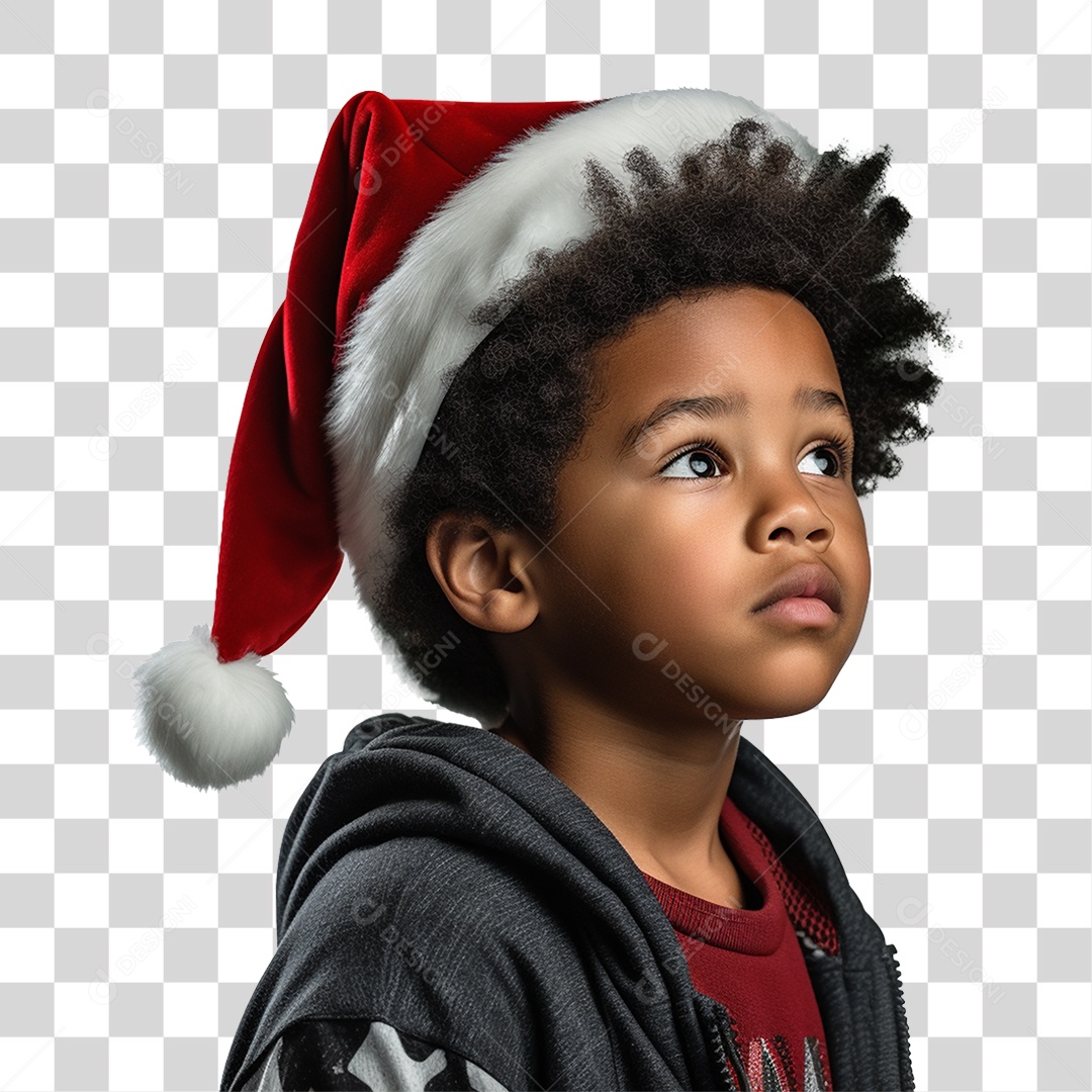 Menino com Chapéu do Papai Noel PNG Transparente