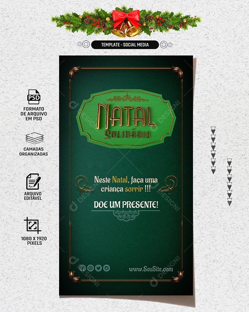 Social Media Story Natal Solidário Faça Uma Criança Feliz PSD Editável