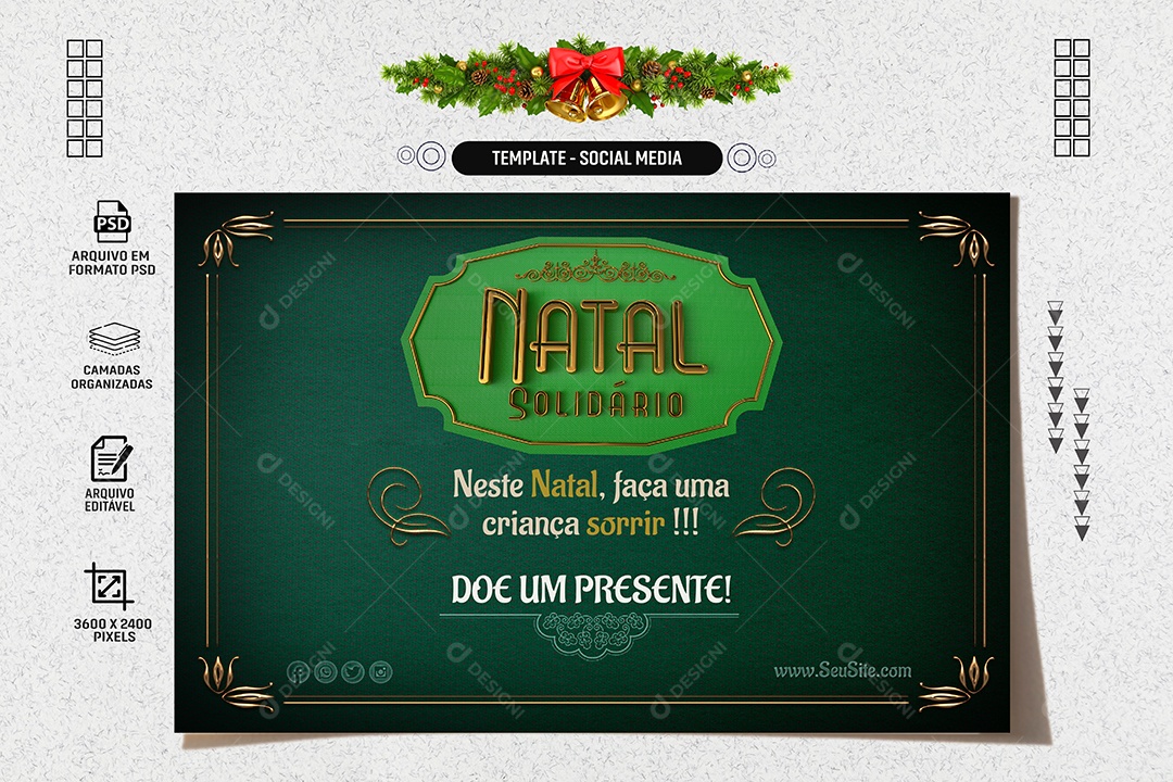 Banner Natal Solidário Faça Uma Criança Feliz Social Media PSD Editável