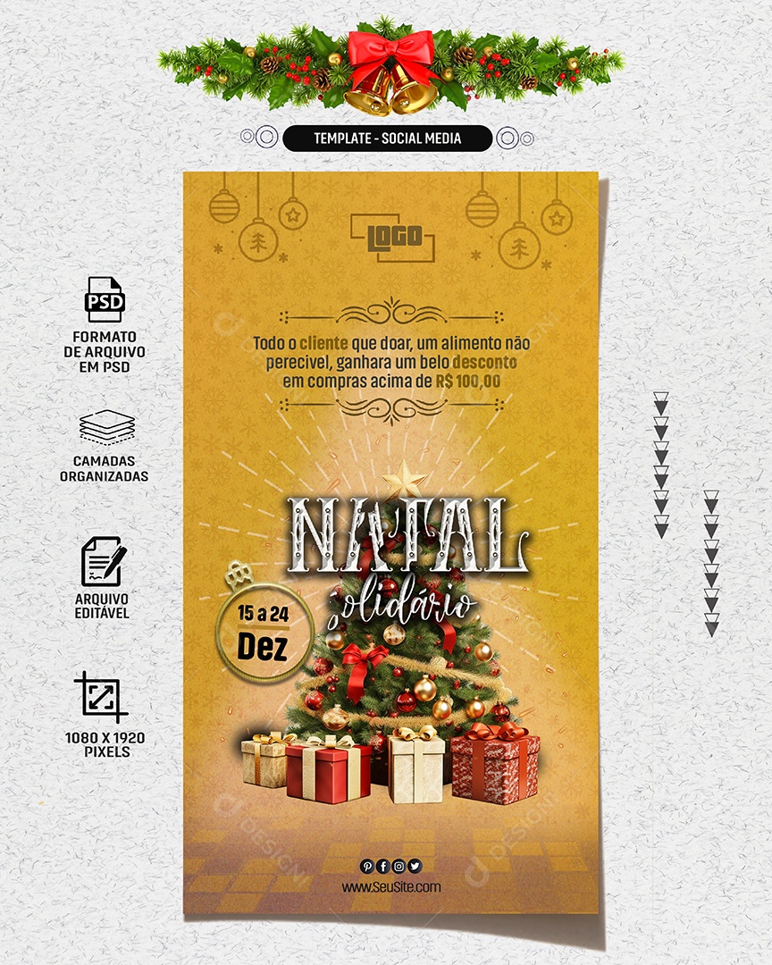 Social Media Story Customer Wants to Donate Solidarity Christmas Editable PSD