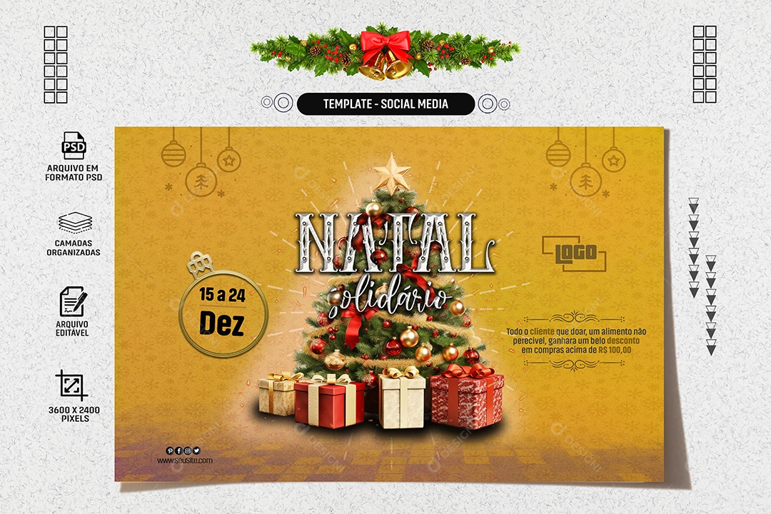 Banner Natal Solidário Cliente Que Doar Social Media PSD Editável