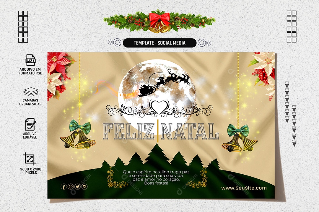 Banner Feliz Natal Paz e Amor Social Media PSD Editável