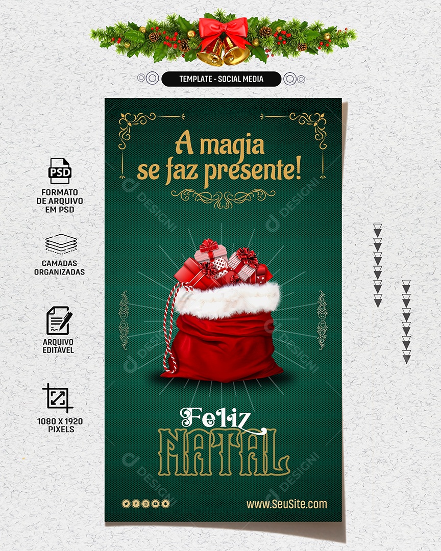 Social Media Story A Magia Se Faz Presente Feliz Natal PSD Editável