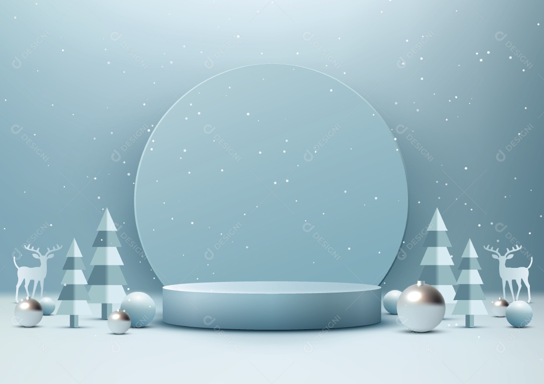 Modelo de Pódio de Natal Ilustração Vetor EPS Editável