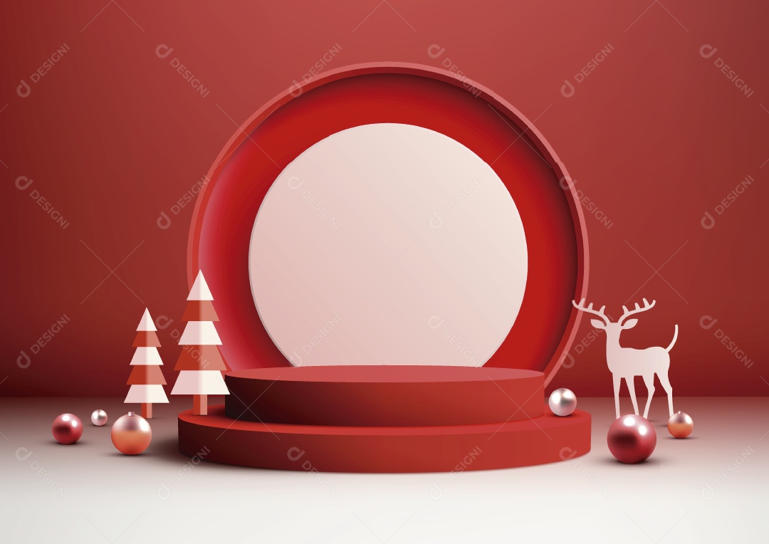 Modelo de Pódio de Natal Ilustração Vetor EPS Editável