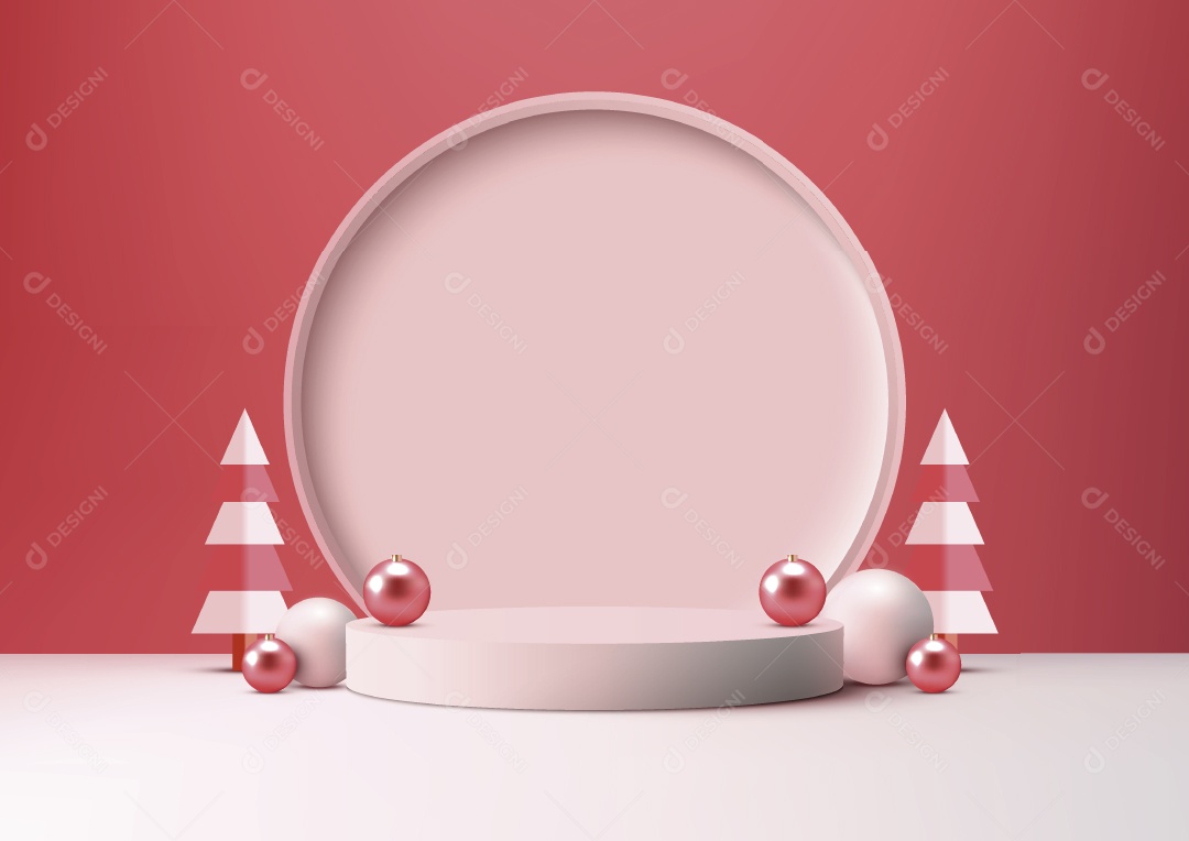 Modelo de Pódio de Natal Ilustração Vetor EPS Editável