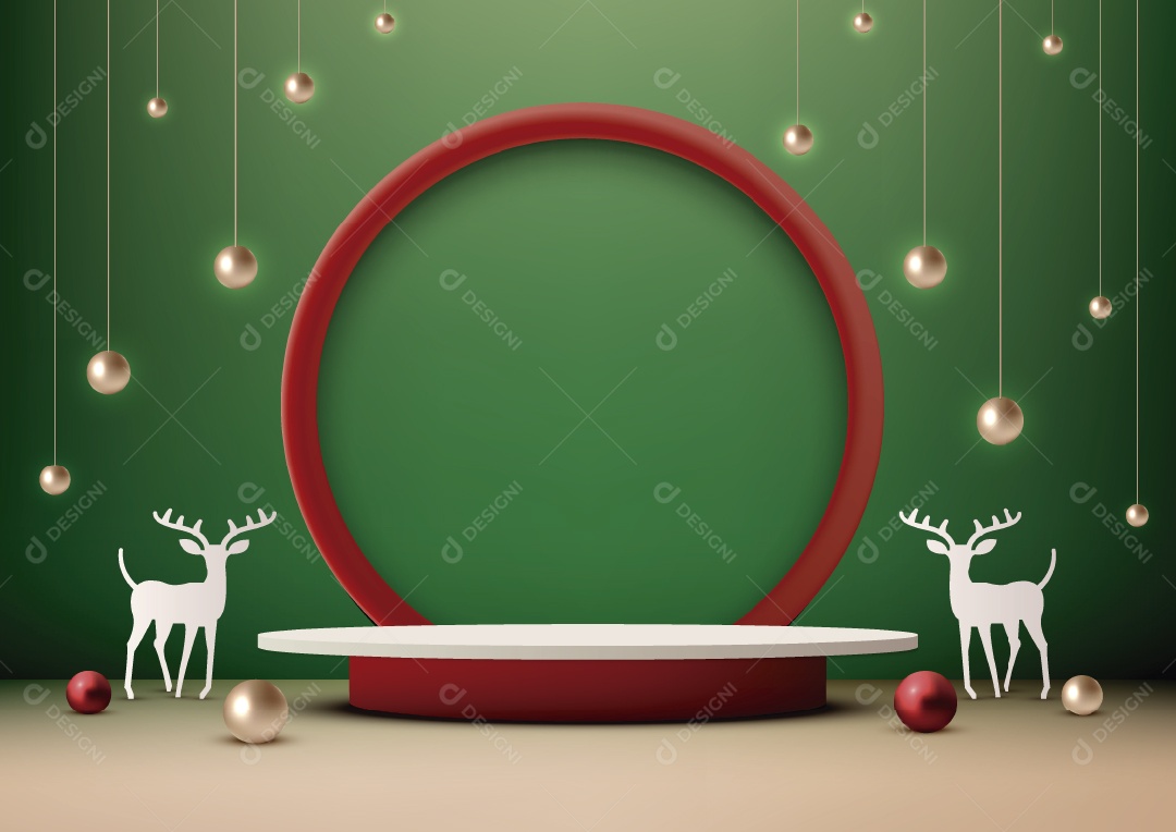 Modelo de Pódio de Natal Ilustração Vetor EPS Editável