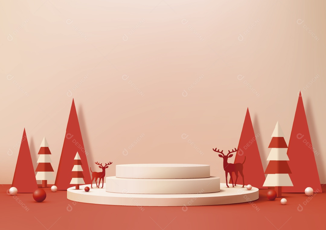 Modelo de Pódio de Natal Ilustração Vetor EPS Editável