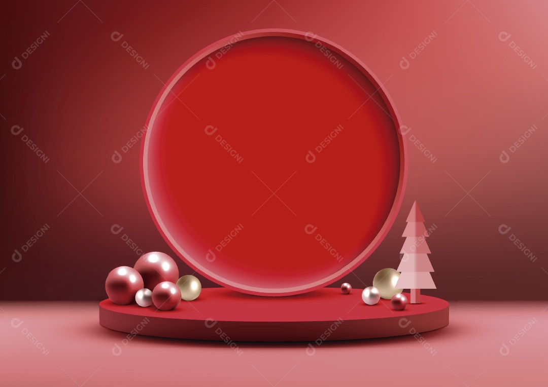 Modelo de Pódio de Natal Ilustração Vetor EPS Editável