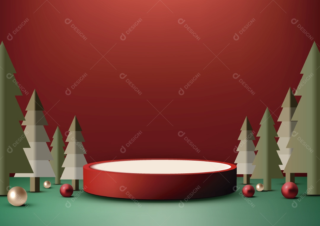 Modelo de Pódio de Natal Ilustração Vetor EPS Editável