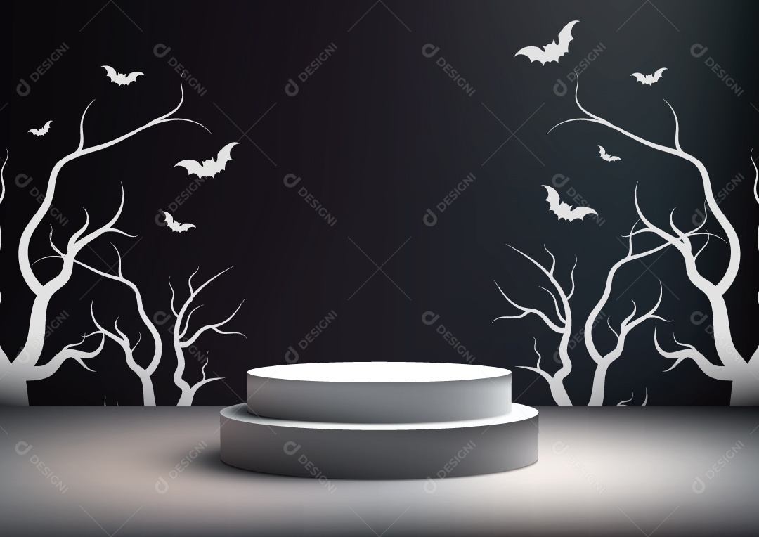 Modelo de Pódio de Halloween Ilustração Vetor EPS Editável
