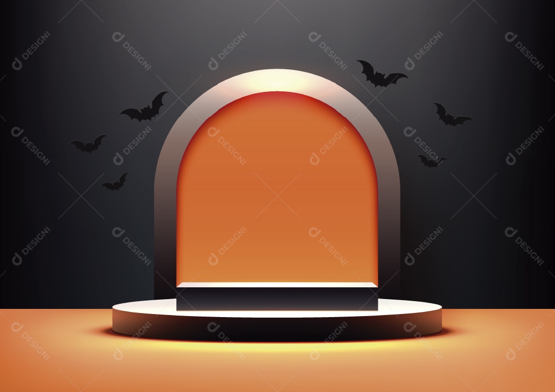 Modelo de Pódio de Halloween Ilustração Vetor EPS Editável