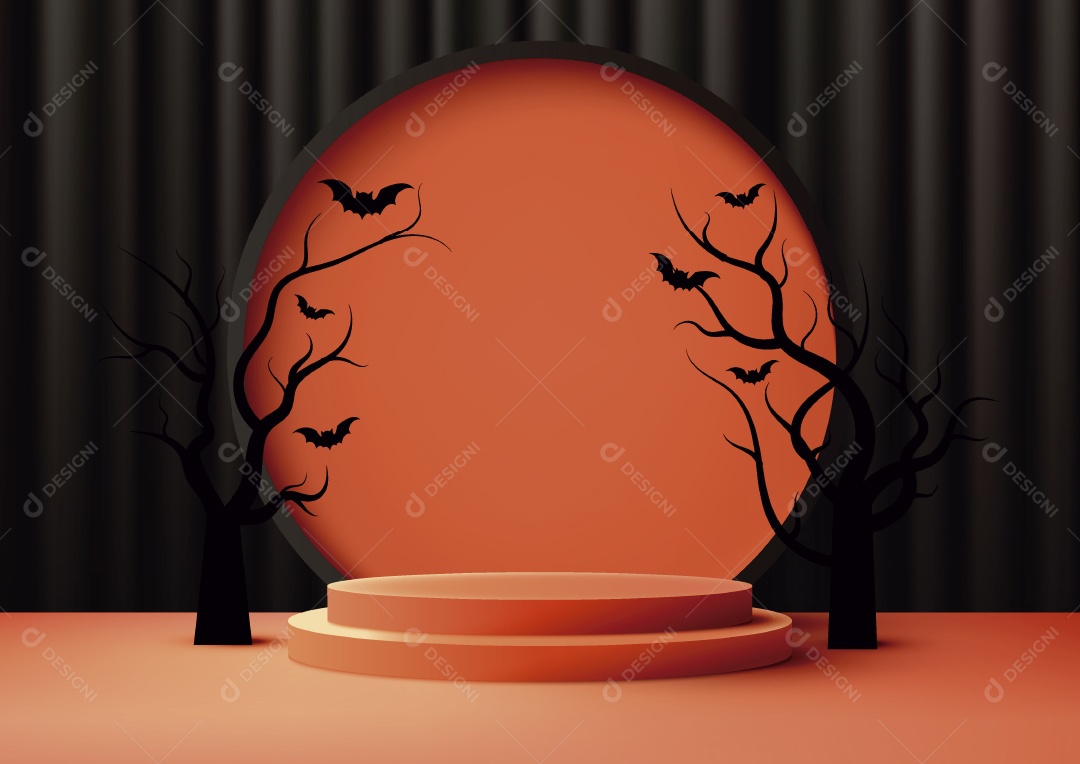 Modelo de Pódio do Halloween Ilustração Vetor EPS Editável