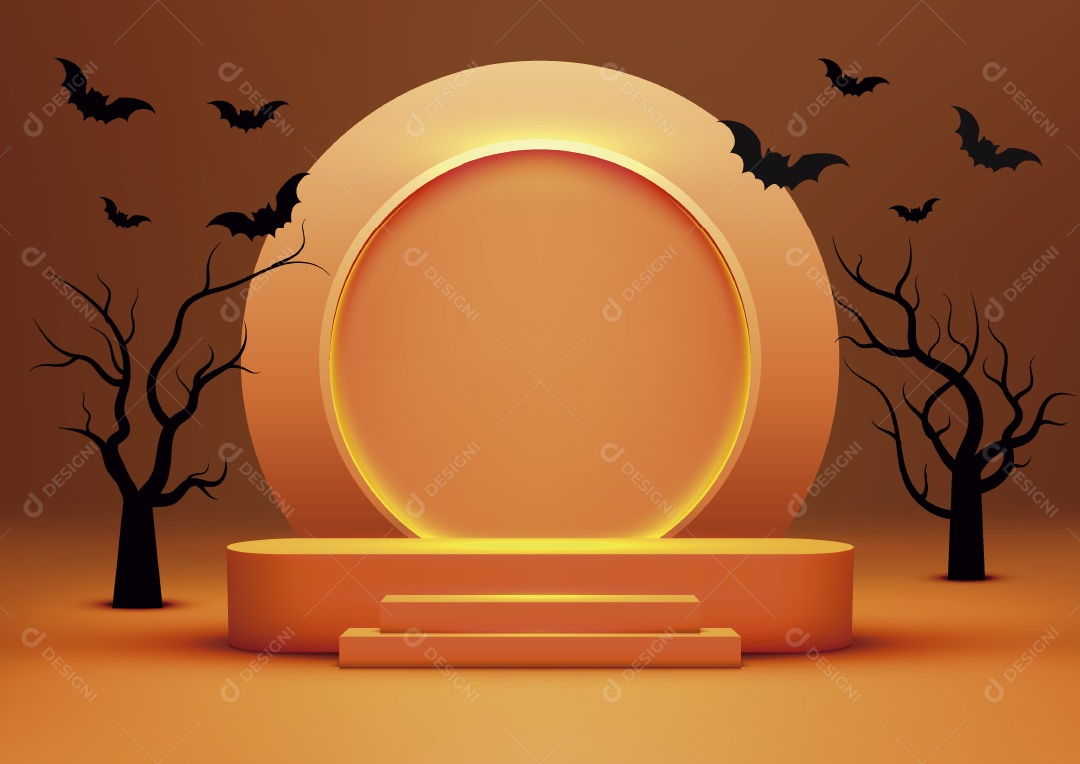 Modelo de Pódio de Halloween Ilustração Vetor EPS Editável