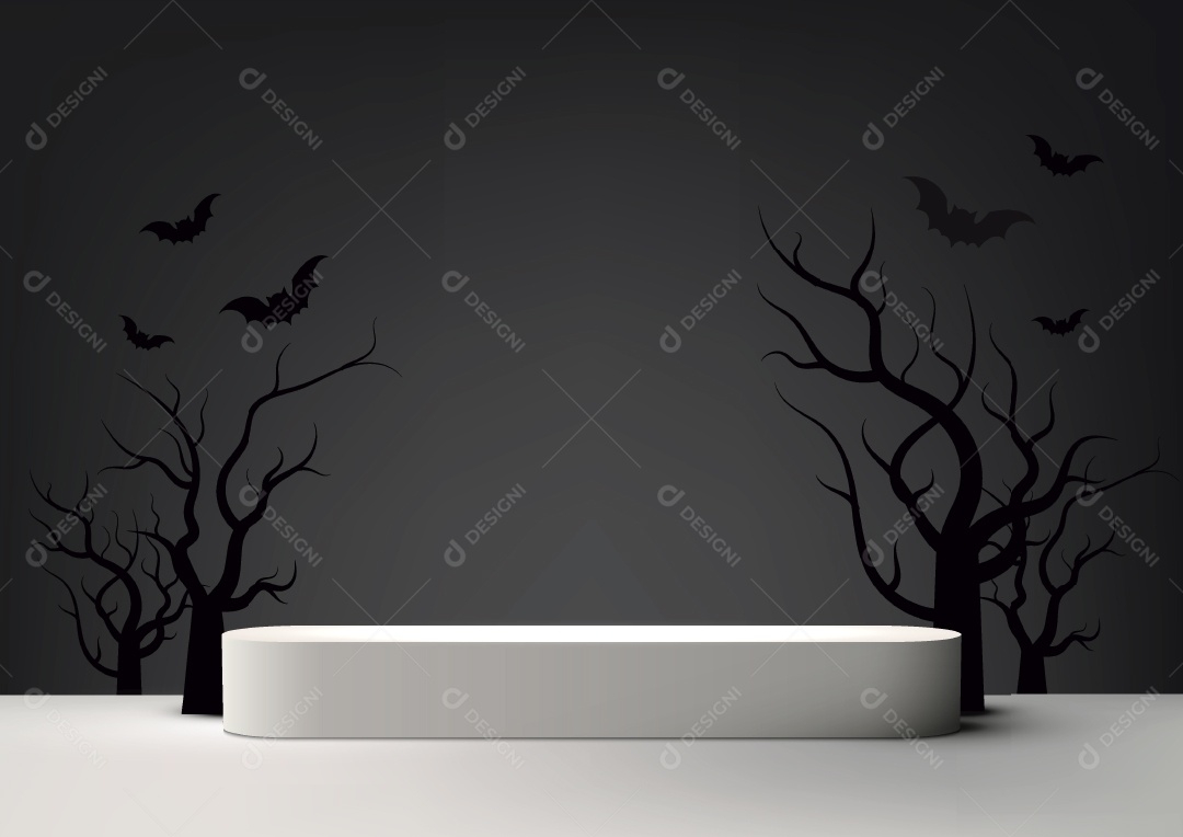 Modelo de Pódio do Halloween Ilustração Vetor EPS Editável