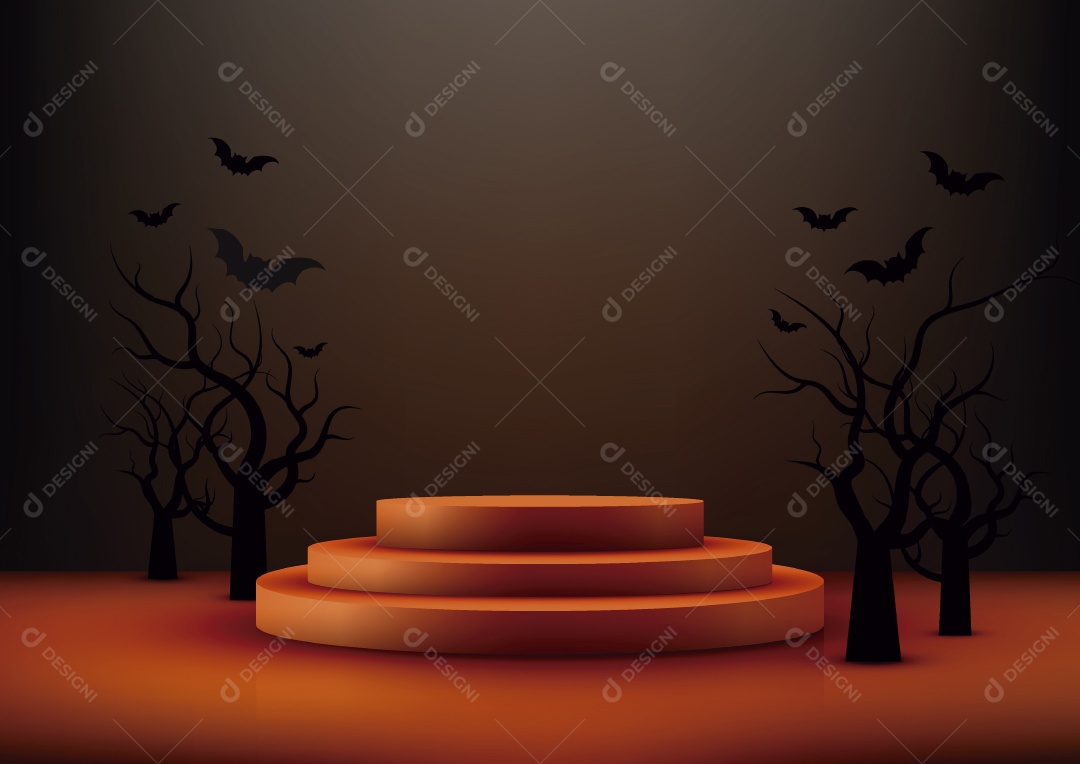 Modelo de Pódio do Halloween Ilustração Vetor EPS Editável