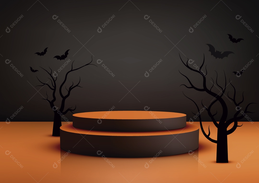 Modelo de Pódio do Halloween Ilustração Vetor EPS Editável