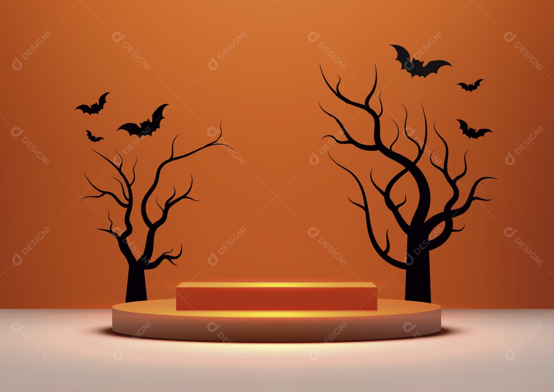 Modelo de Pódio do Halloween Ilustração Vetor EPS Editável