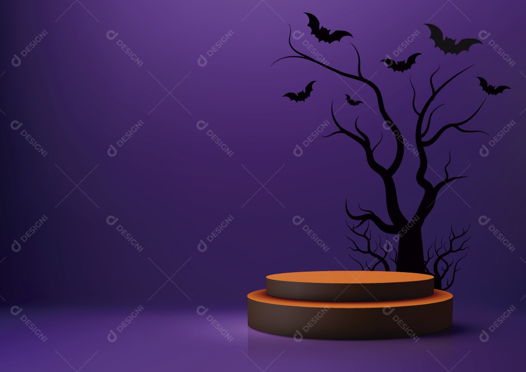 Modelo de Pódio do Halloween Ilustração Vetor EPS Editável