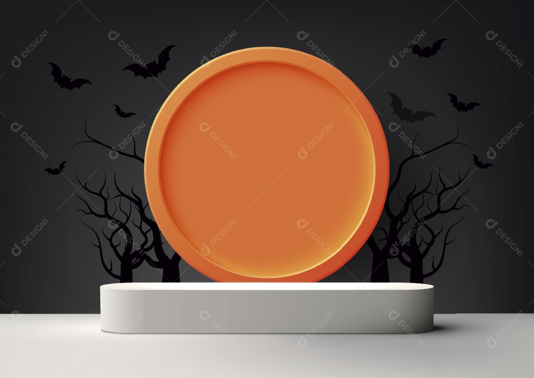 Modelo de Pódio do Halloween Ilustração Vetor EPS Editável