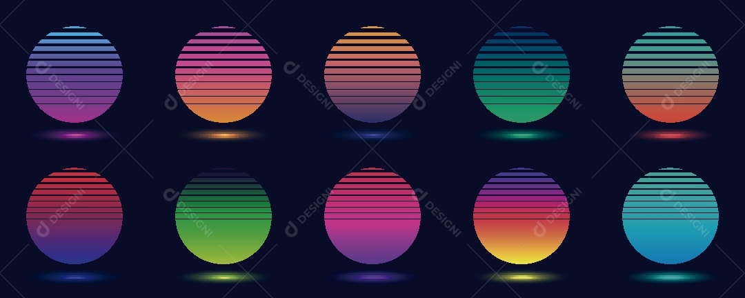 Conjunto de Círculos Coloridos Gradiente Vetor EPS