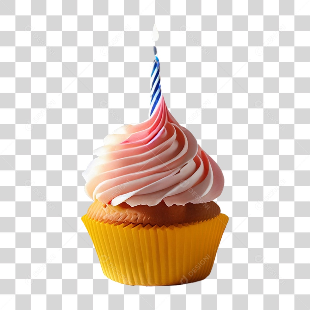 Bolinho de Aniversário Enfeitado PNG Transparente