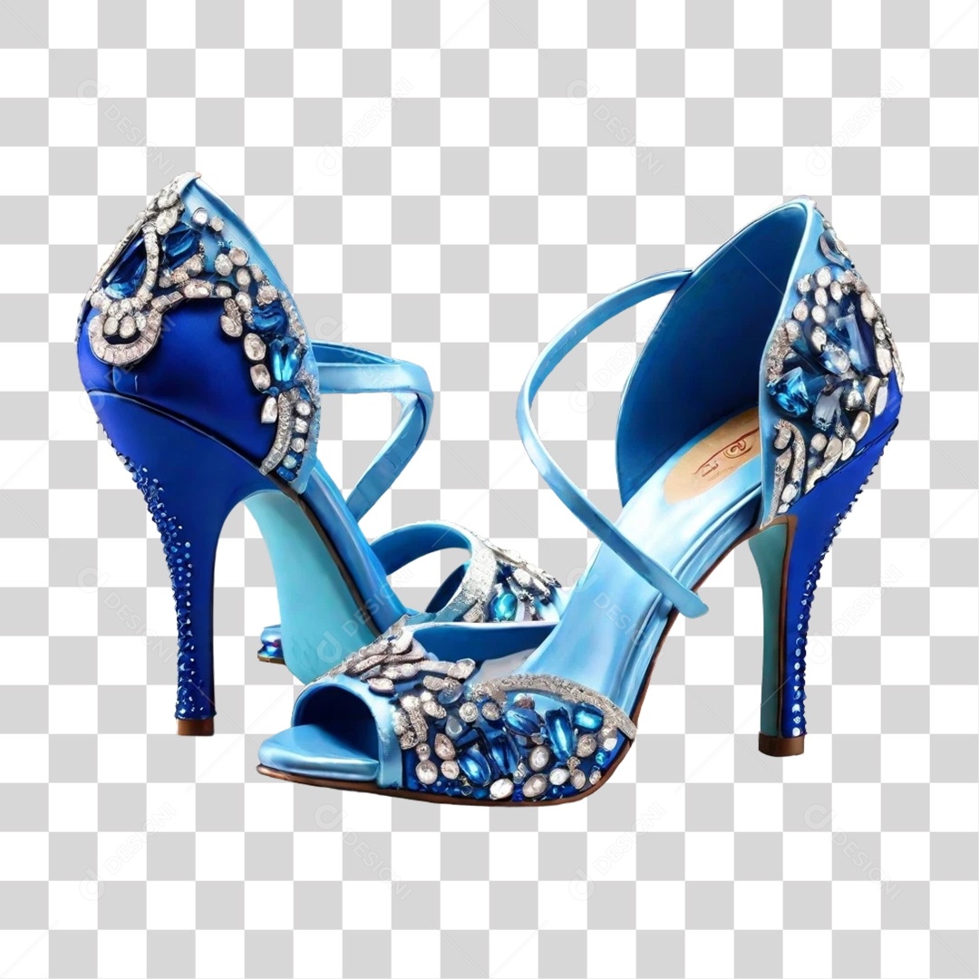 Sapato Azul de Casamento com Brilhantes PNG Transparente