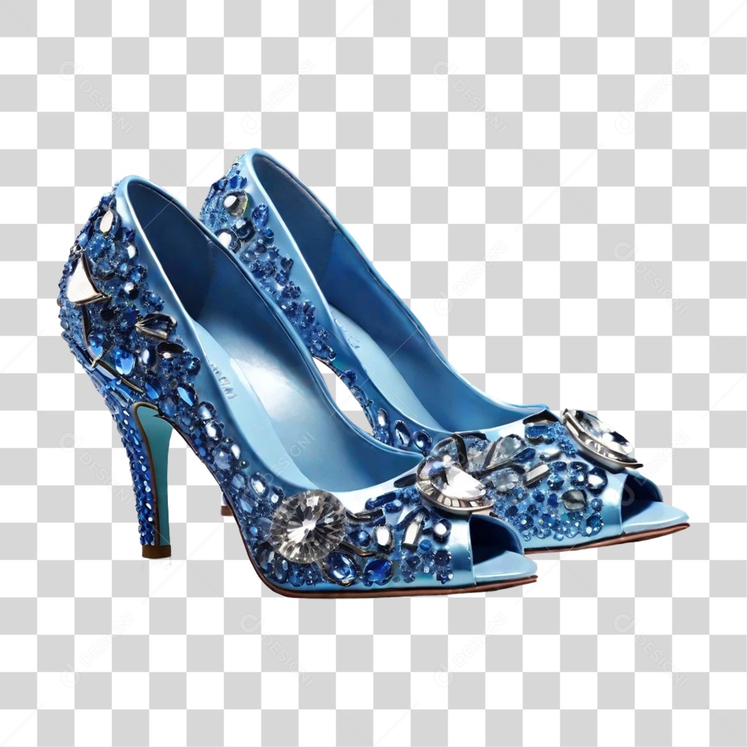 Sapato Azul de Casamento com Brilhantes PNG Transparente