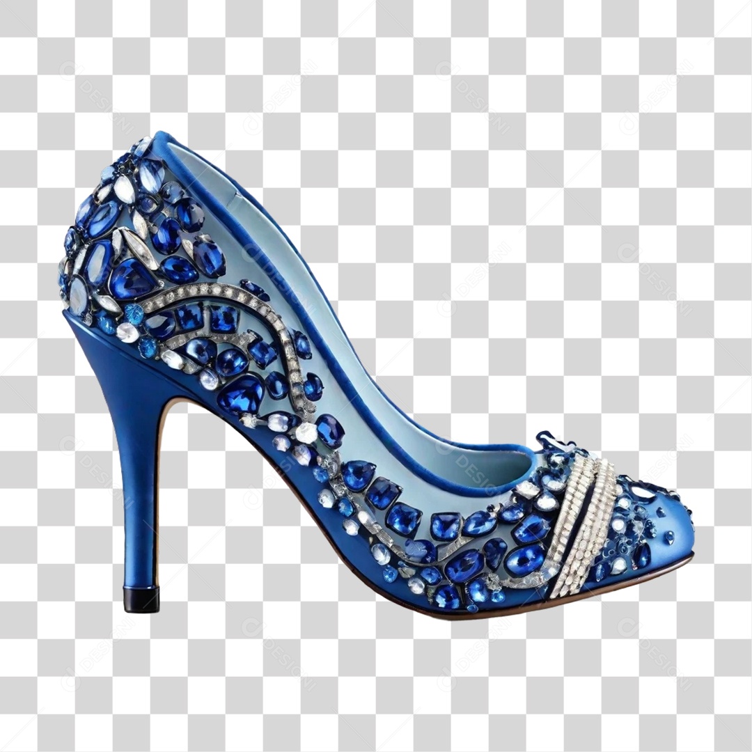 Sapato Azul de Casamento com Brilhantes PNG Transparente