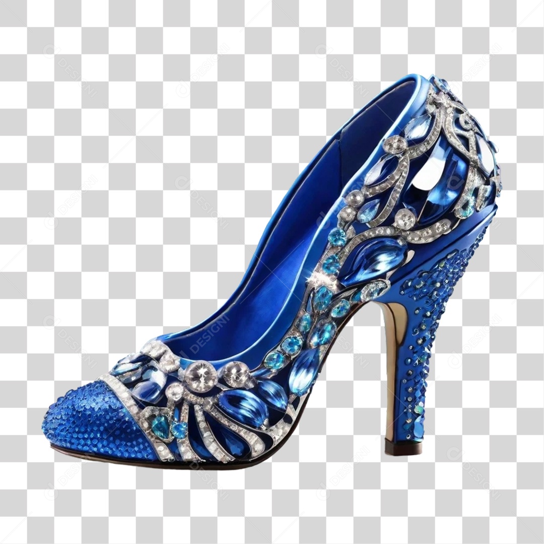 Sapato Azul de Casamento com Brilhantes PNG Transparente