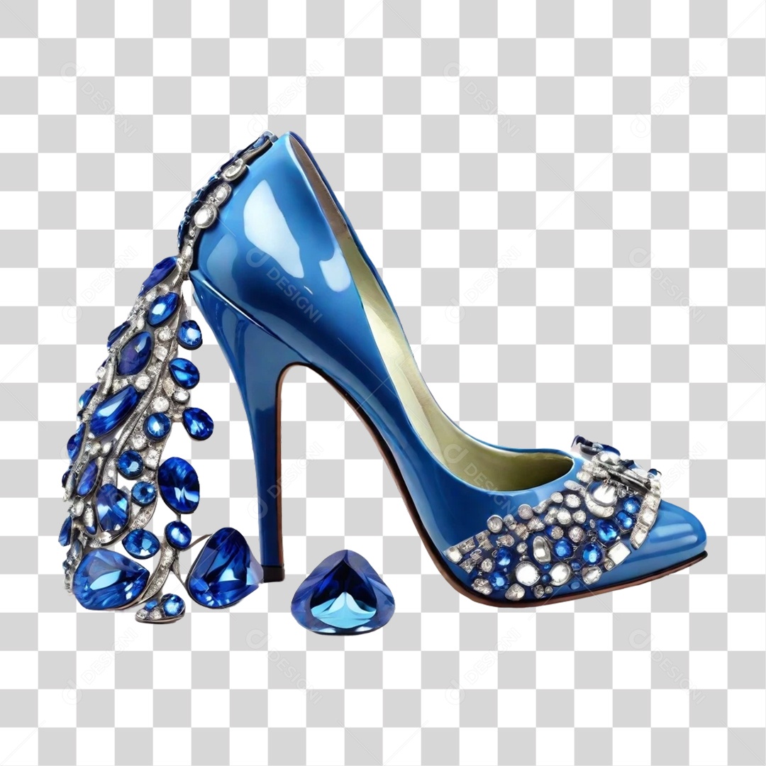 Sapato Azul de Casamento com Brilhantes PNG Transparente