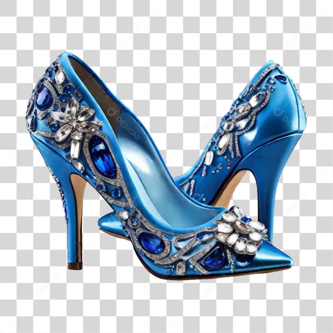 Sapato Azul de Casamento com Brilhantes PNG Transparente