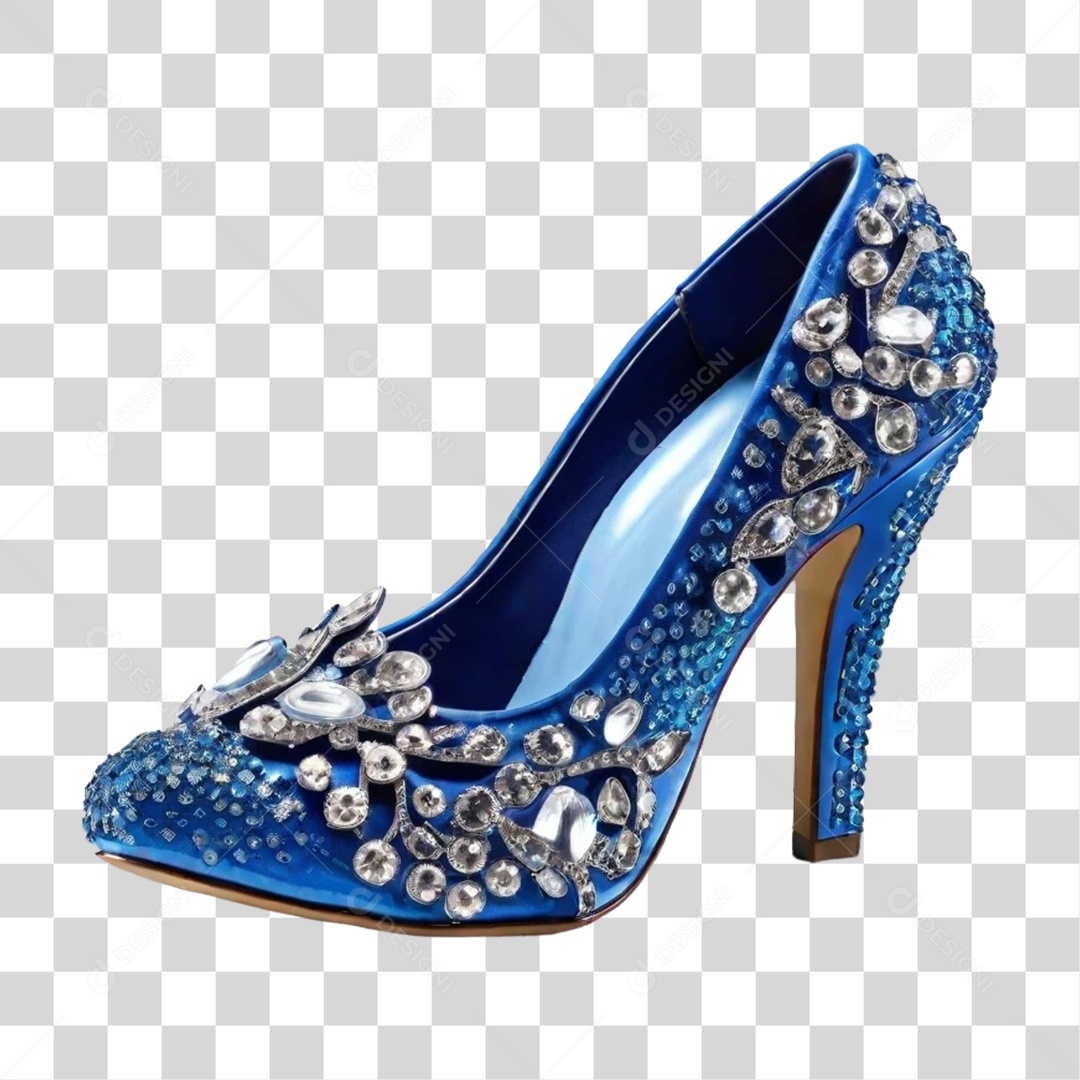 Sapato Azul de Casamento com Brilhantes PNG Transparente