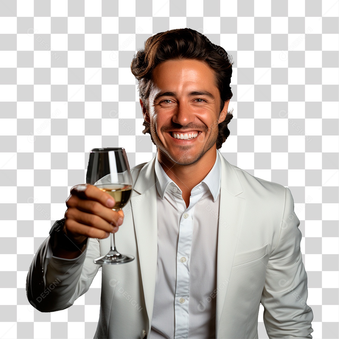 Homem com Taça de Champanhe PNG Transparente