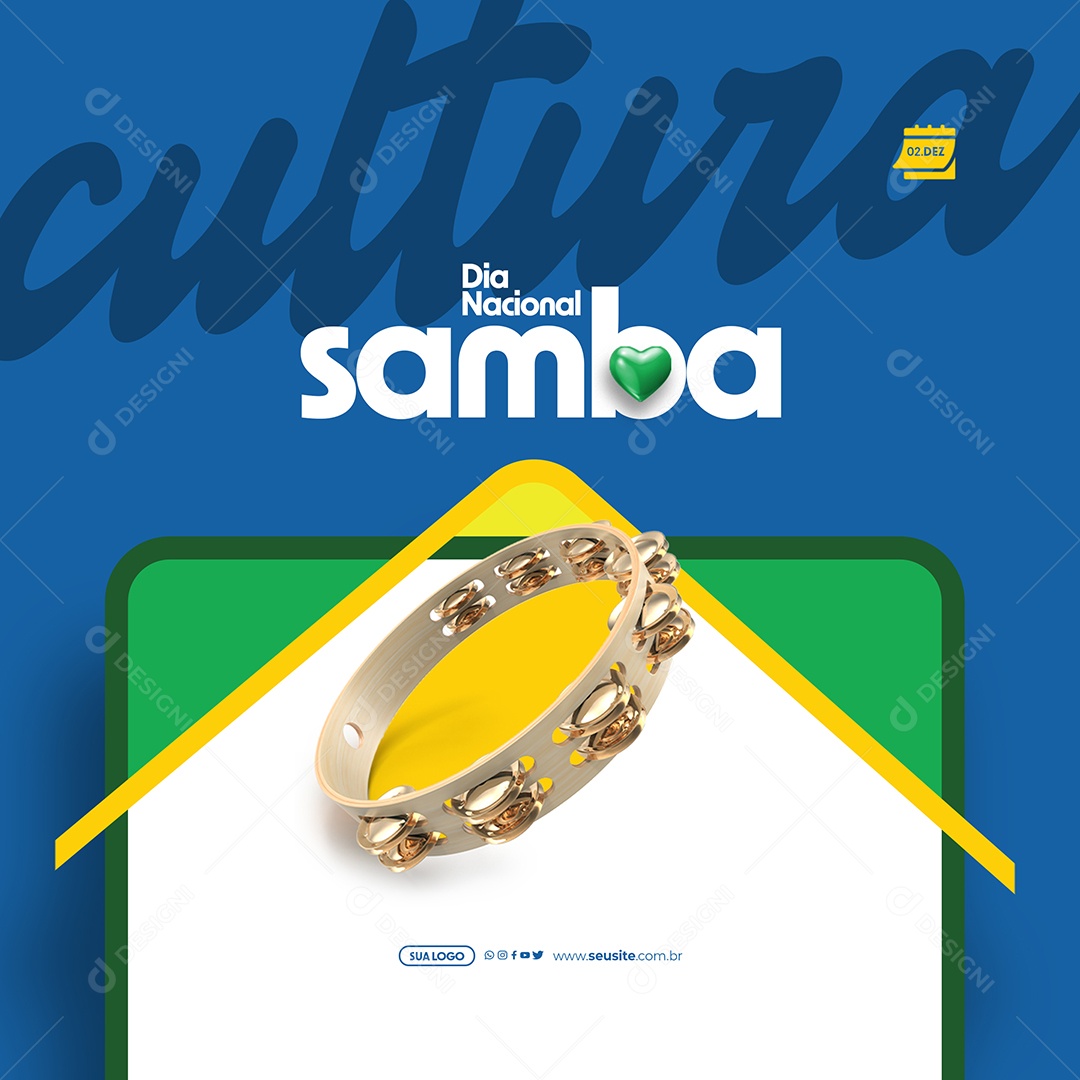 Dia Nacional do Samba 02 Dezembro Cultura Social Media PSD Editável