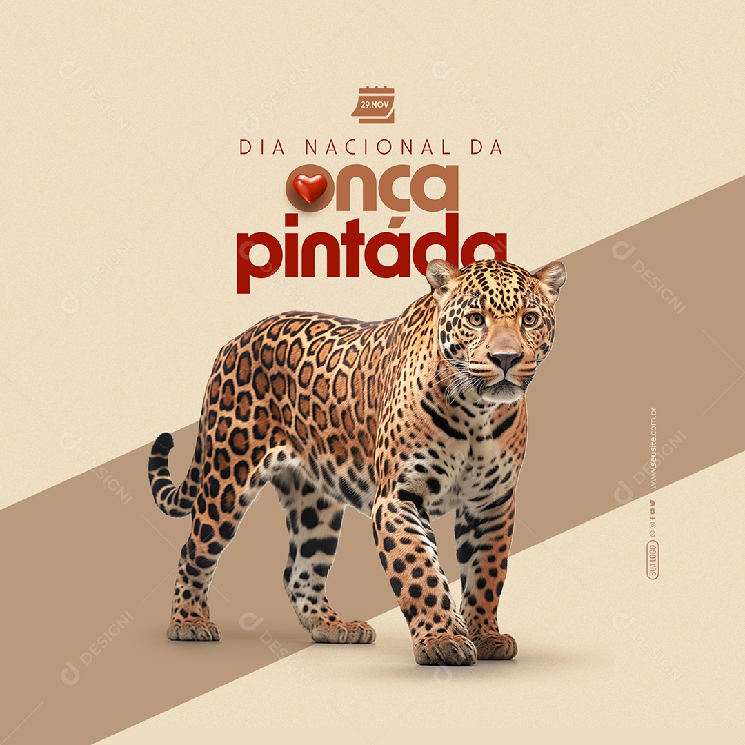 Dia Nacional da Onça Pintada 29 de Novembro Social Media PSD Editável