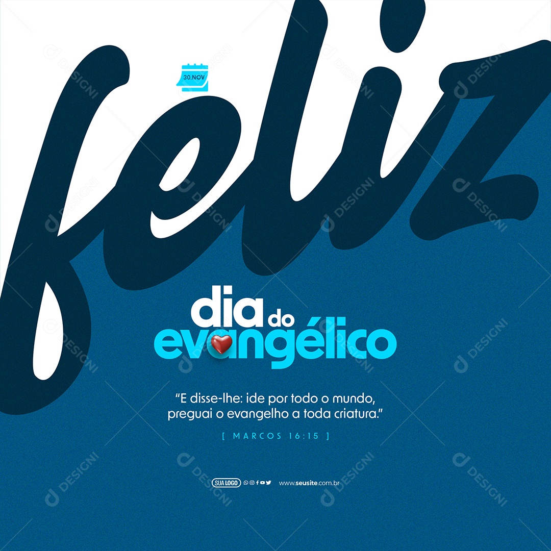 Feliz Dia do Evangélico 30 de Novembro Social Media PSD Editável