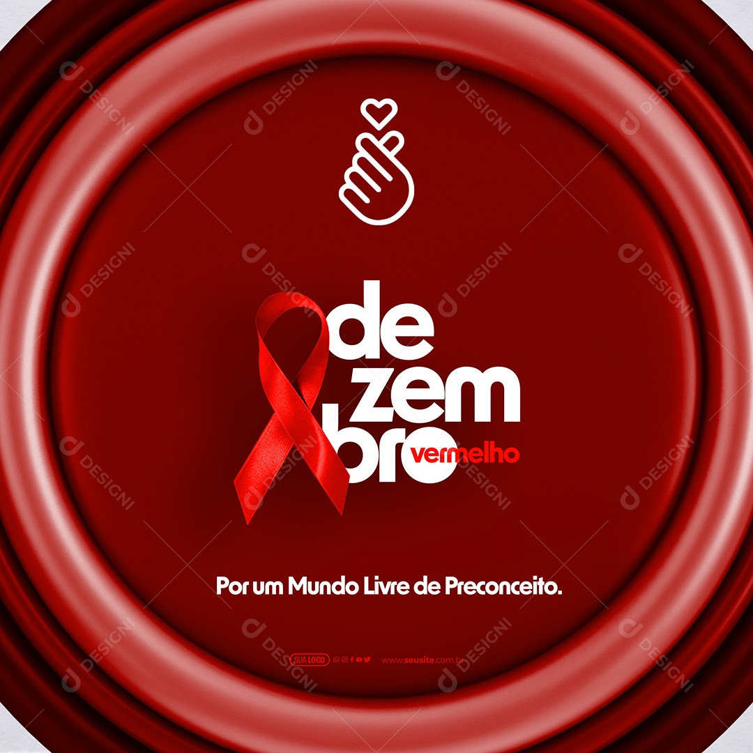 Dezembro Vermelho por um Mundo Livre de Preconceito Social Media PSD Editável