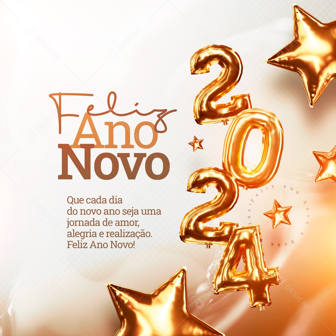 Social Media Feliz Ano Novo Alegria e Realização PSD Editável