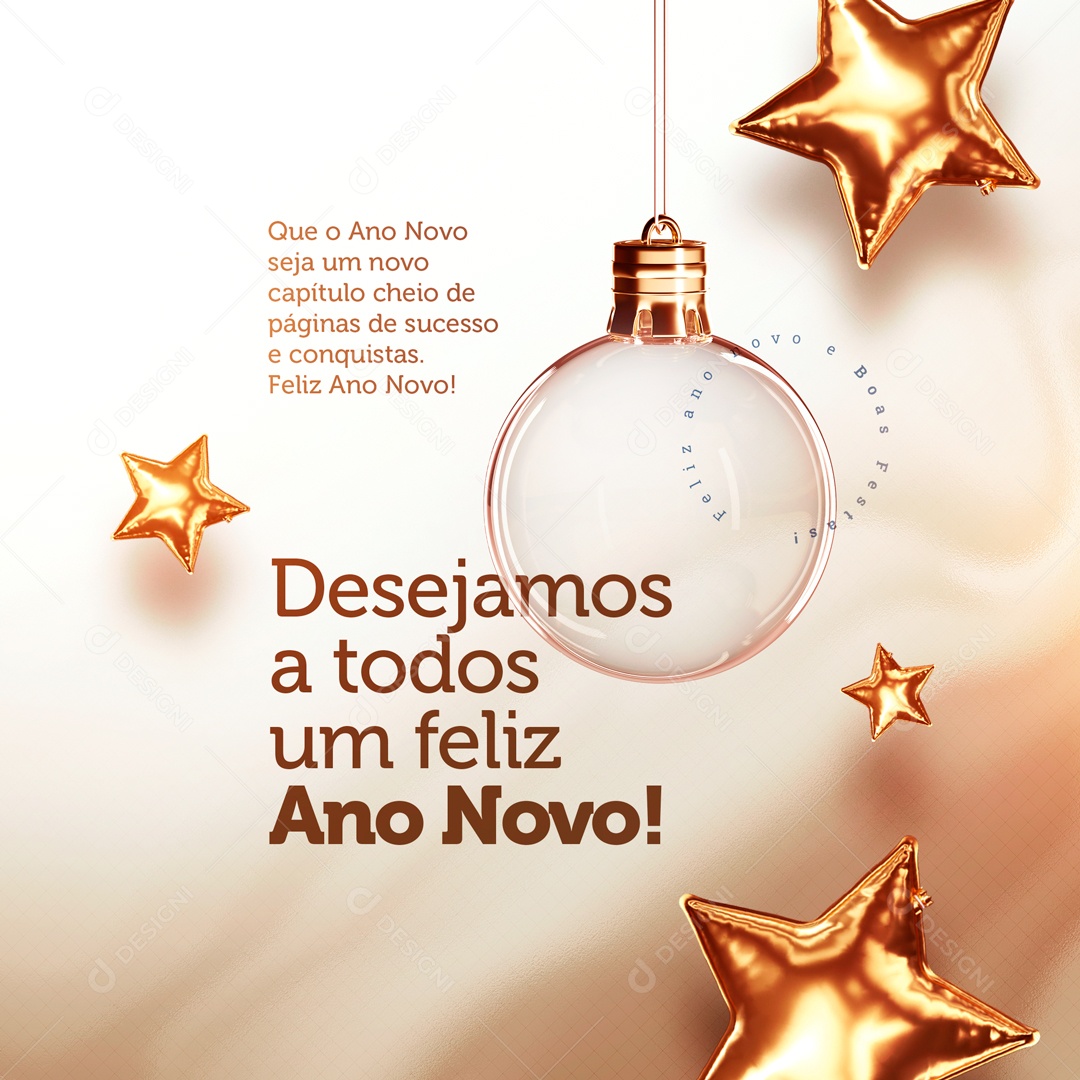 Desejamos a Todos Um Feliz Ano Novo Social Media PSD Editável