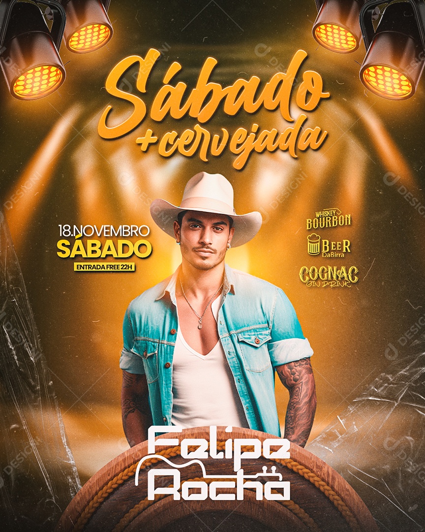 Flyer Sábado Cervejada Felipe Rocha Social Media PSD Editável