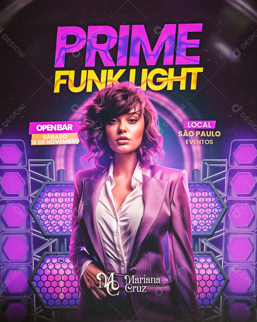 Flyer Prime Funk Lught Mariana Cruz Social Media PSD Editável