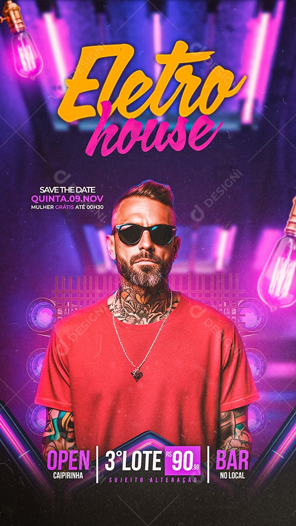 Story Flyer Eletro House Social Media PSD Editável