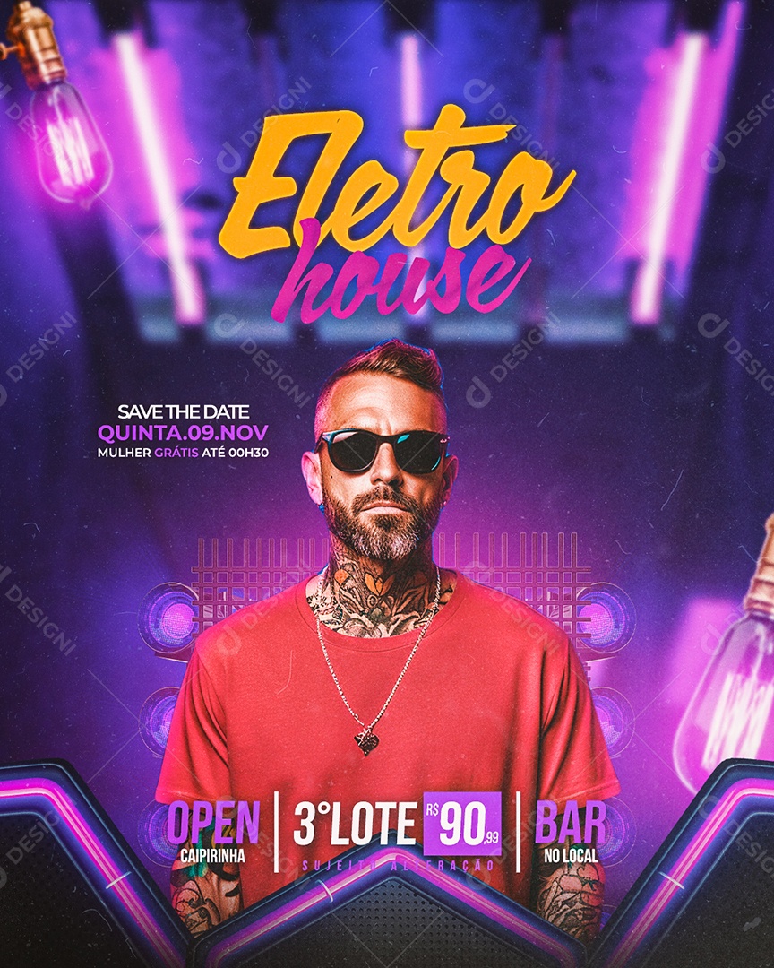 Flyer Eletro House Social Media PSD Editável