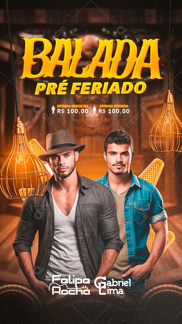 Story Flyer Balada Pré Feriado Felipe Rocha Gabriel Lima Social Media PSD Editável