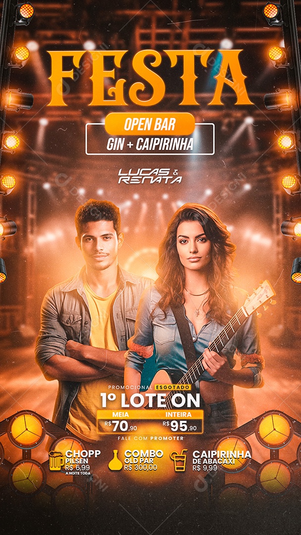 Story Flyer Festa Open Bar Lucas & Renata Social Media PSD Editável